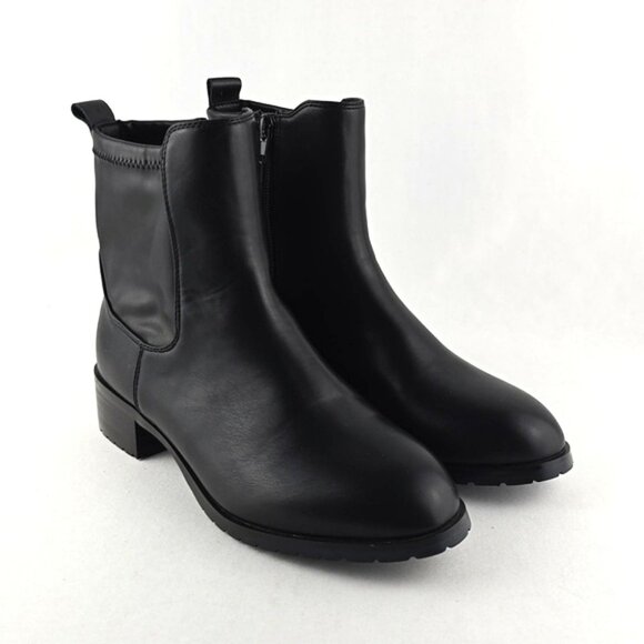 Le Chateau Women's Black Faux Leather Ankle Boots Block Heel Side Zip Size 38 - Picture 3 of 14